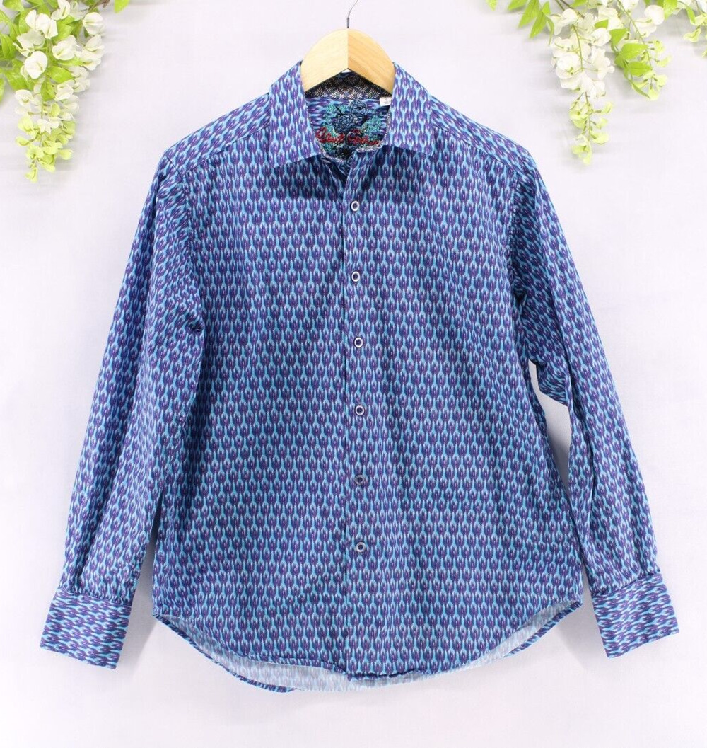 Robert Graham Sz Small Men's Blue Purple Classic Fit Shirt Flip Cuff Sleeve